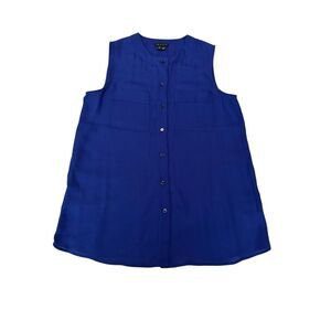 THEORY Size Small Cobalt Royal‎ Blue Silk Tank Top Women's Button Down #V5-1